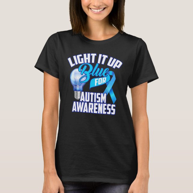 Light It Up Blue Autism Awareness  Puzzle Piece Ri T-Shirt (Front)