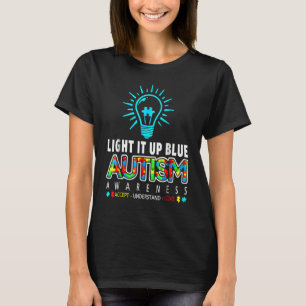 Light It Up Blue Autism Awareness Puzzle Piece Ri T-Shirt