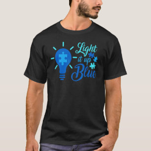 Light It Up Blue Autism Awareness Puzzle Piece Ri T-Shirt