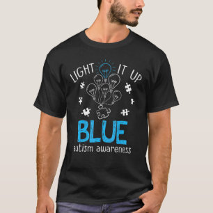 Light It Up Blue Autism Awareness Puzzle Piece Ri T-Shirt