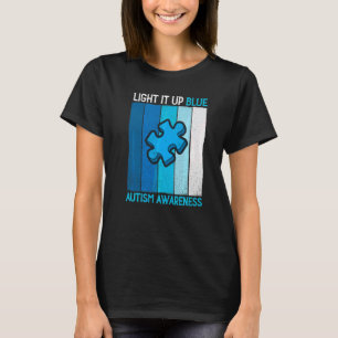 Light It Up Blue Autism Awareness Puzzle Vintage M T-Shirt