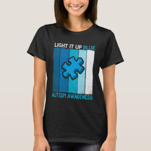 Light It Up Blue Autism Awareness Puzzle Vintage M T-Shirt