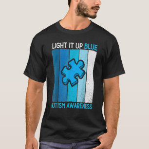 Light It Up Blue Autism Awareness Puzzle Vintage R T-Shirt