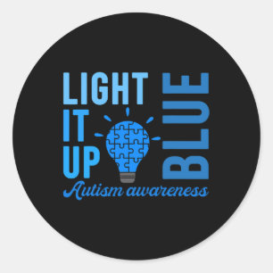 Light It Up Blue Autism Awareness S1 Classic Round Sticker