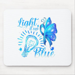 Light It Up Blue Autism Awareness Shirt Puzzle Pie Mouse Mat