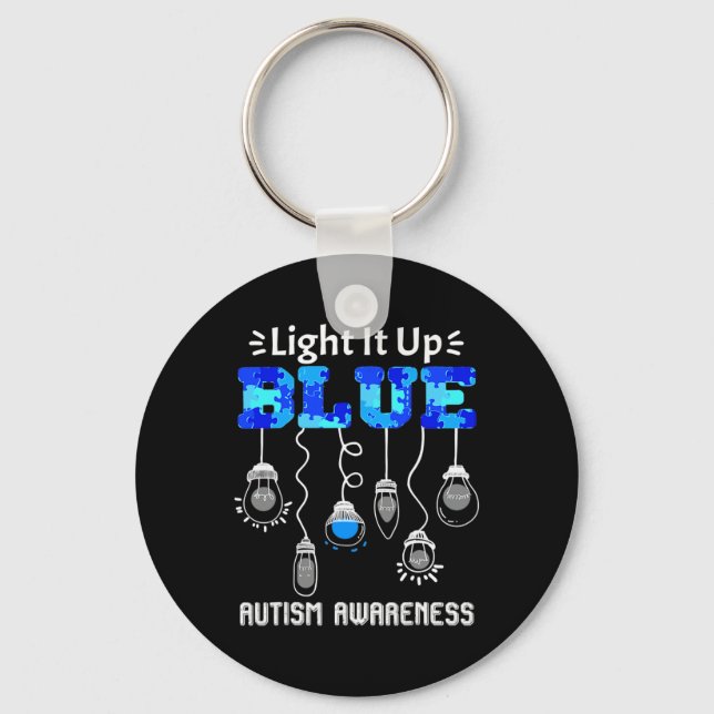 Light It Up Blue Autism Awareness Support  Key Ring (Front)