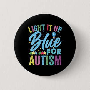 Light It Up Blue Autism Awareness T-Shirt92 6 Cm Round Badge