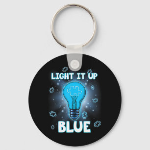 Light It Up Blue Autism Shirt I Wear Blue For Awar Key Ring