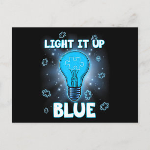 Light It Up Blue Autism Shirt I Wear Blue For Awar Postcard