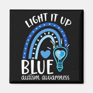 Light It Up Blue Autism Tee I Wear Blue For Autism Magnet