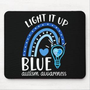 Light It Up Blue Autism Tee I Wear Blue For Autism Mouse Mat