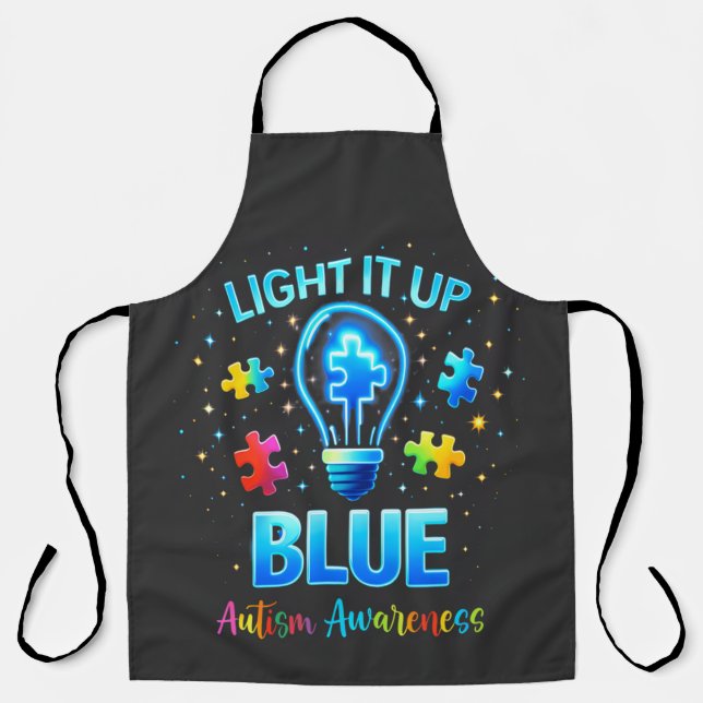 Light It Up Blue Autistic Autism Awareness Apron (Front)