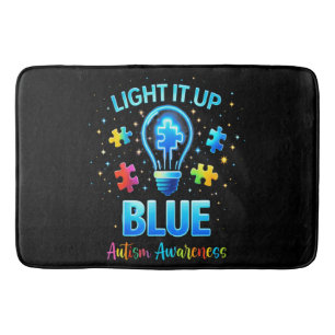 Light It Up Blue Autistic Autism Awareness Bath Mat