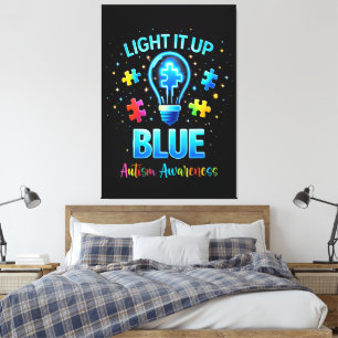 Light It Up Blue Autistic Autism Awareness Canvas Print
