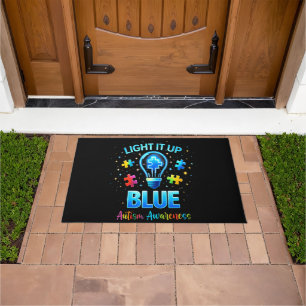 Light It Up Blue Autistic Autism Awareness Doormat