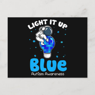 Light It Up Blue Funny Puzzle Piece Autism Awarene Postcard
