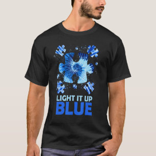 Light It Up Blue Puzzle Autism Awareness MOm Dad K T-Shirt