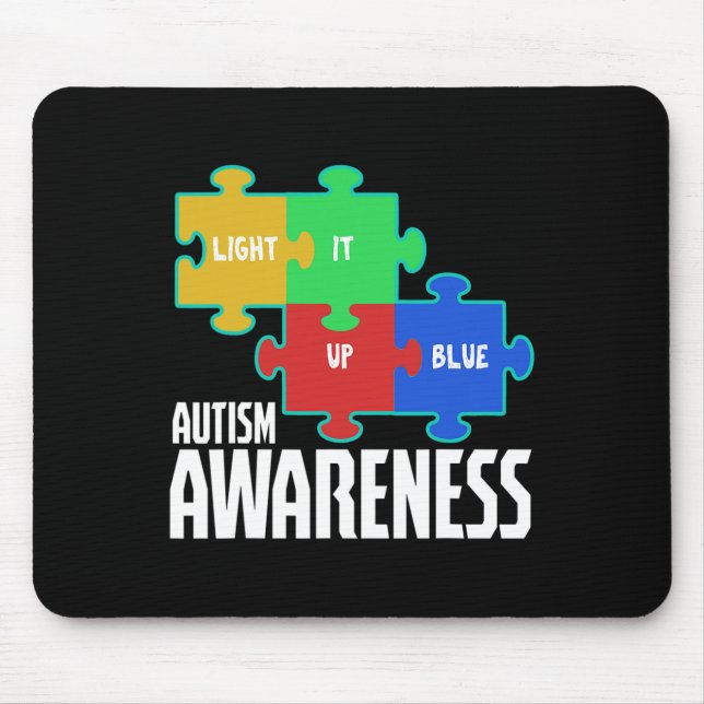 Light It Up Blue Puzzle Inspirational Autism Aware Mouse Mat (Front)