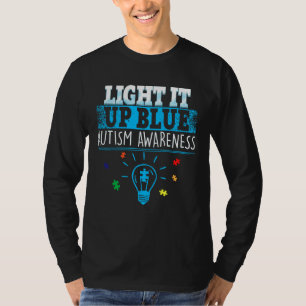 Light It Up Blue Puzzle Piece Autism Awareness 2 T-Shirt