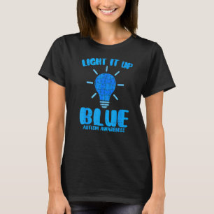 Light It Up Blue Puzzle Piece Autism Awareness T-Shirt