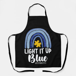 Light It Up Blue Rainbow Autism Awareness Family Apron