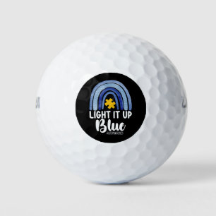 Light It Up Blue Rainbow Autism Awareness Family Golf Balls