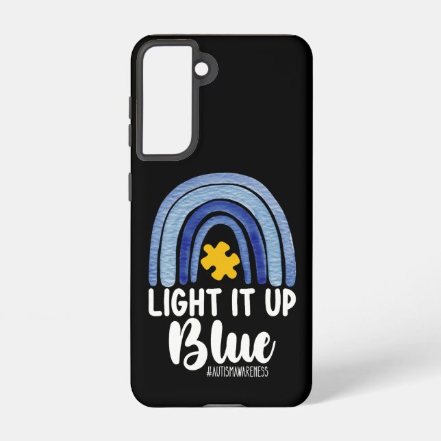 Light It Up Blue Rainbow Autism Awareness Family Samsung Galaxy S21 Case (Back)