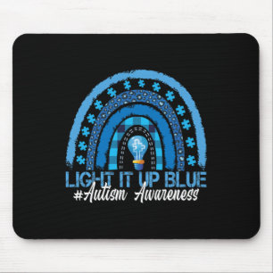 Light It Up Blue Rainbow Autism Awareness Mouse Mat