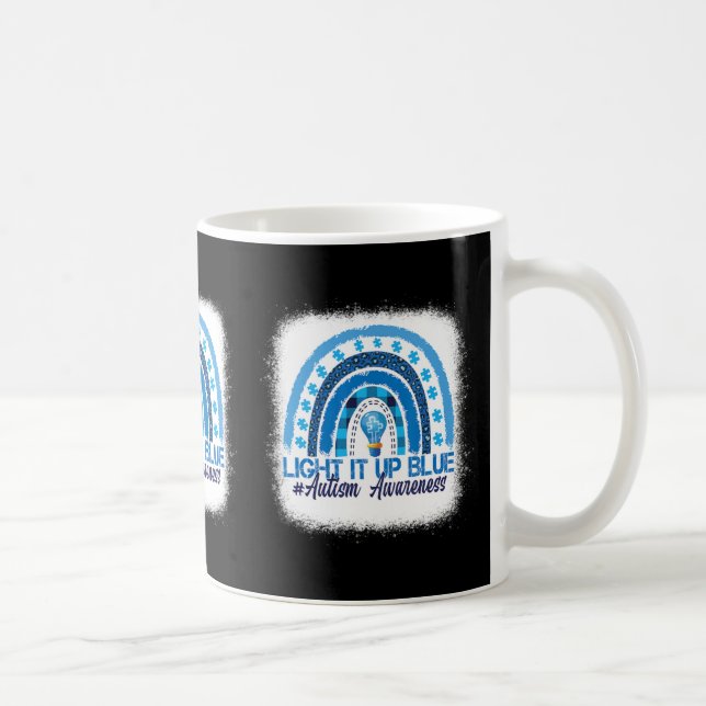 Light It Up Blue Rainbow Bleached Autism Awareness Coffee Mug (Right)