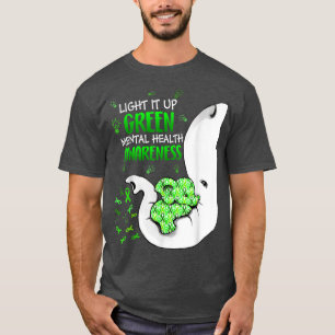 Light It Up Green Mental Health Awareness Ribbon E T-Shirt