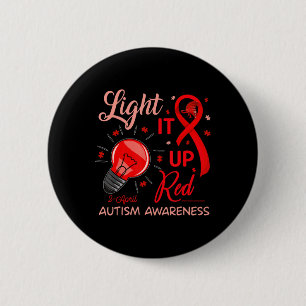Light It Up Red Autism Awareness Puzzle Men Women 6 Cm Round Badge