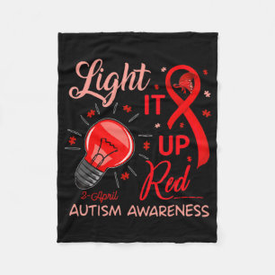 Light It Up Red Autism Awareness Puzzle Men Women Fleece Blanket