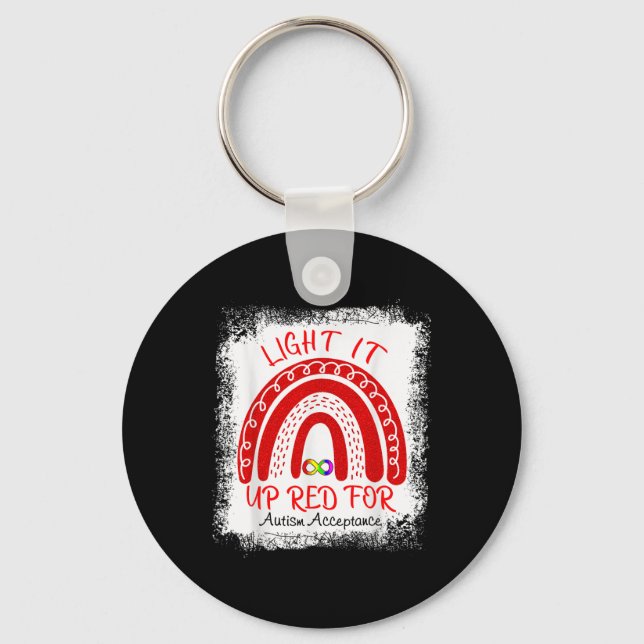 Light It Up Red For Autism Awareness Acceptance Re Key Ring (Front)