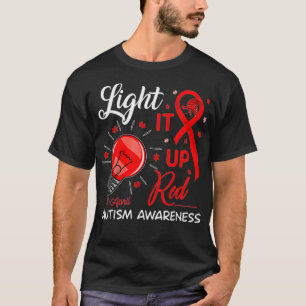 Light It Up Red shirt Autism Awareness Ribbon Puzz