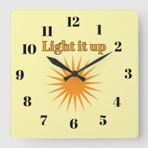Light it up, yellow square wall clock