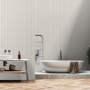 Light Khaki Grey Two Inch Wide Butcher Stripe Wallpaper