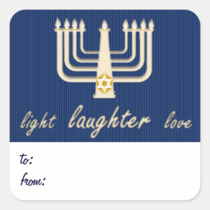 Light Laughter Love Hanukkah Gift Tag