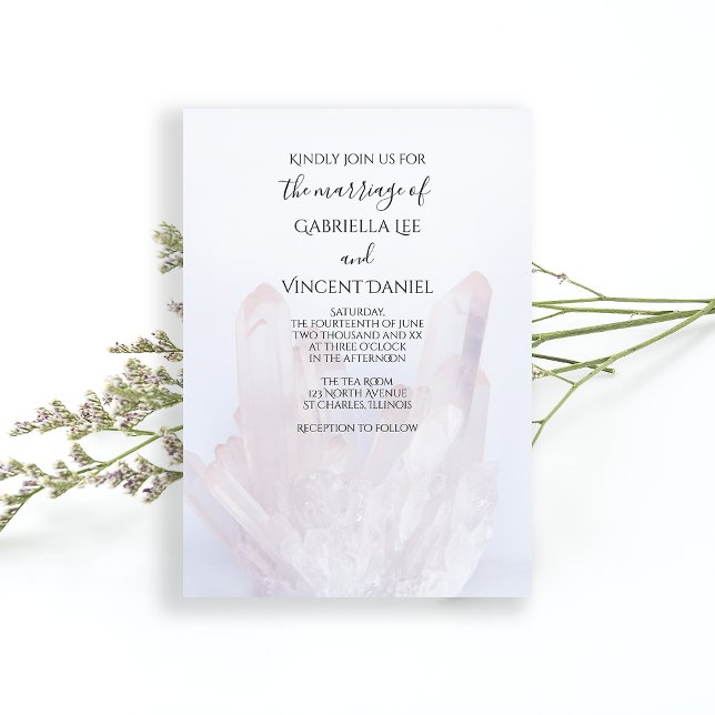 Light Lavender Purple Crystals Wedding Invitation (Set a zen tone for your marriage with the serene Light Lavender Purple Crystal Wedding Invitation.)