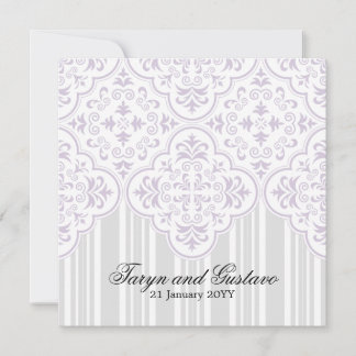 Light Lavender Weddings Damask Custom Invitation