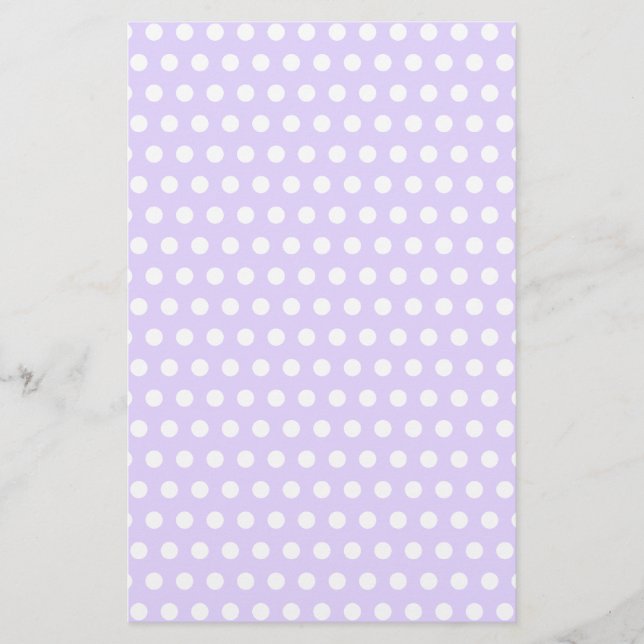 Light Lavender with White Polka Dots Stationery (Front)