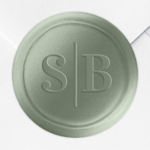 Light Leaf Green Wax Seal Wedding Monogram Sticker