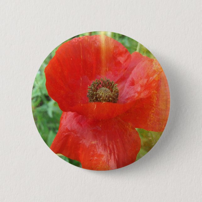 Light Leaks Red Poppy 6 Cm Round Badge (Front)