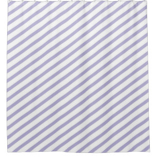 Light Lilac and White Diagonal Stripes Modern Shower Curtain