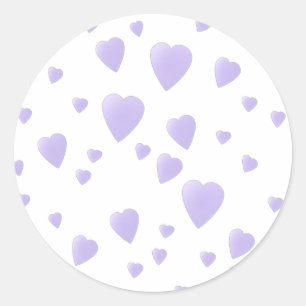 Light Lilac and White Love Hearts Pattern. Classic Round Sticker