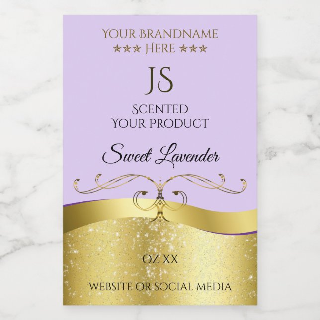 Light Lilac Wavy Gold with Monogram Product Label (Single Label)