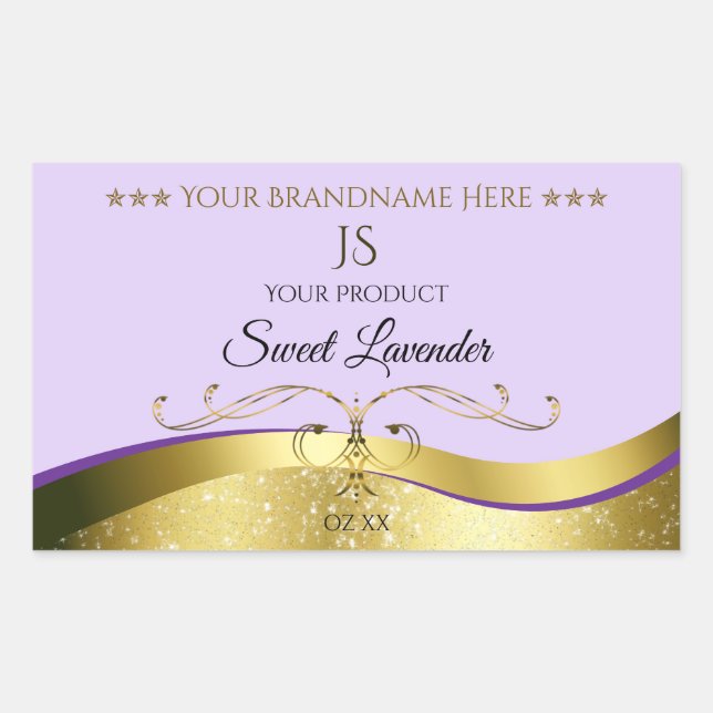 Light Lilac Wavy Gold with Monogram Product Label (Front)