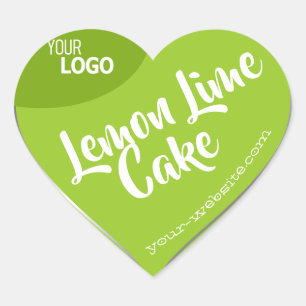 Light Lime Green Silver Frame Logo Template Baking Heart Sticker