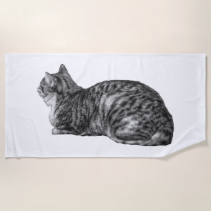 Light Lines, Resting Tabby Beach Towel
