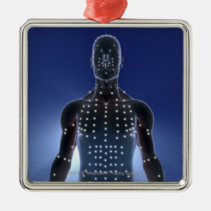 Light map of acupuncture points metal tree decoration