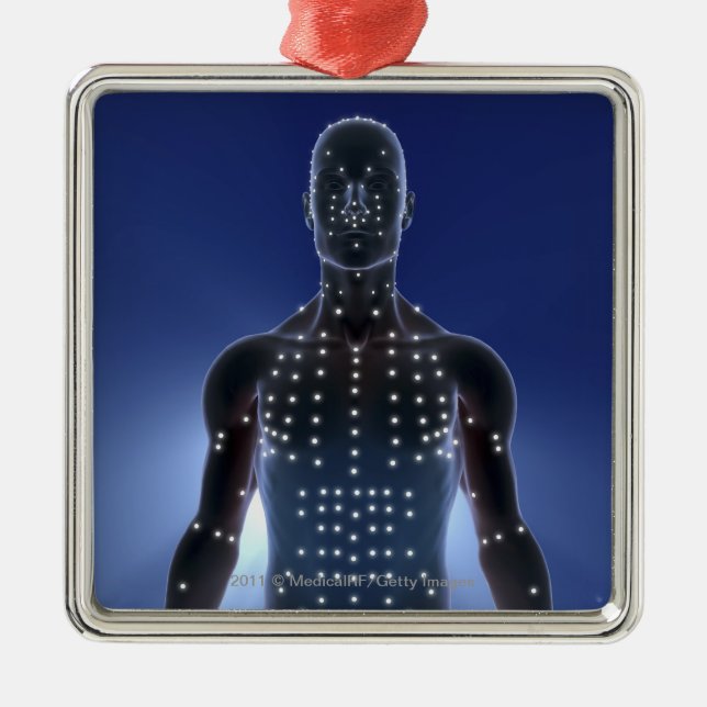 Light map of acupuncture points metal tree decoration (Front)